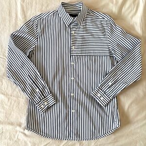 Ziozia Perpendicular Striped Button-Down Shirt